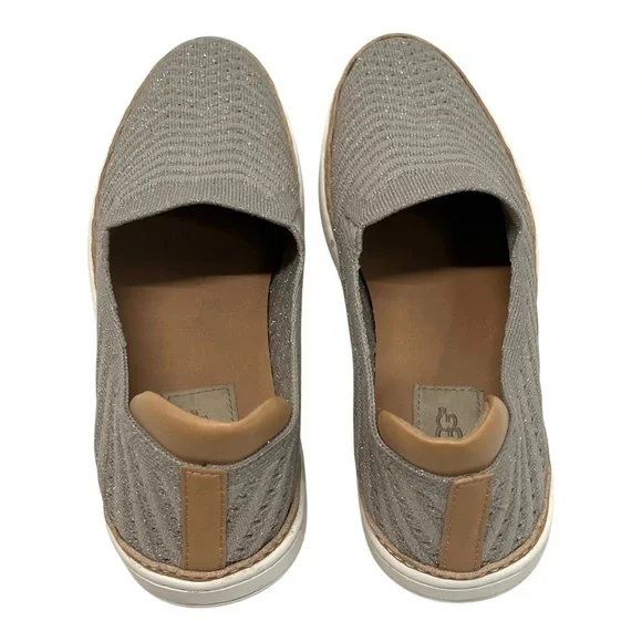 UGG Sammy Silver Metallic Chevron Slip-On Comfort Sneakers Shoes Women’s 8.5 - Picture 9 of 16